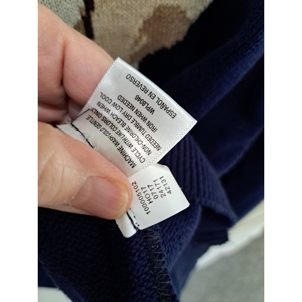 Navy Intarsia Labrador Retriever Yellow Dog Sweater Men's XL Cotton Club Room - Picture 6 of 11